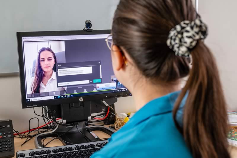 A Dietician using video conferencing online