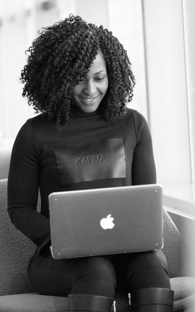 Female using laptop computer