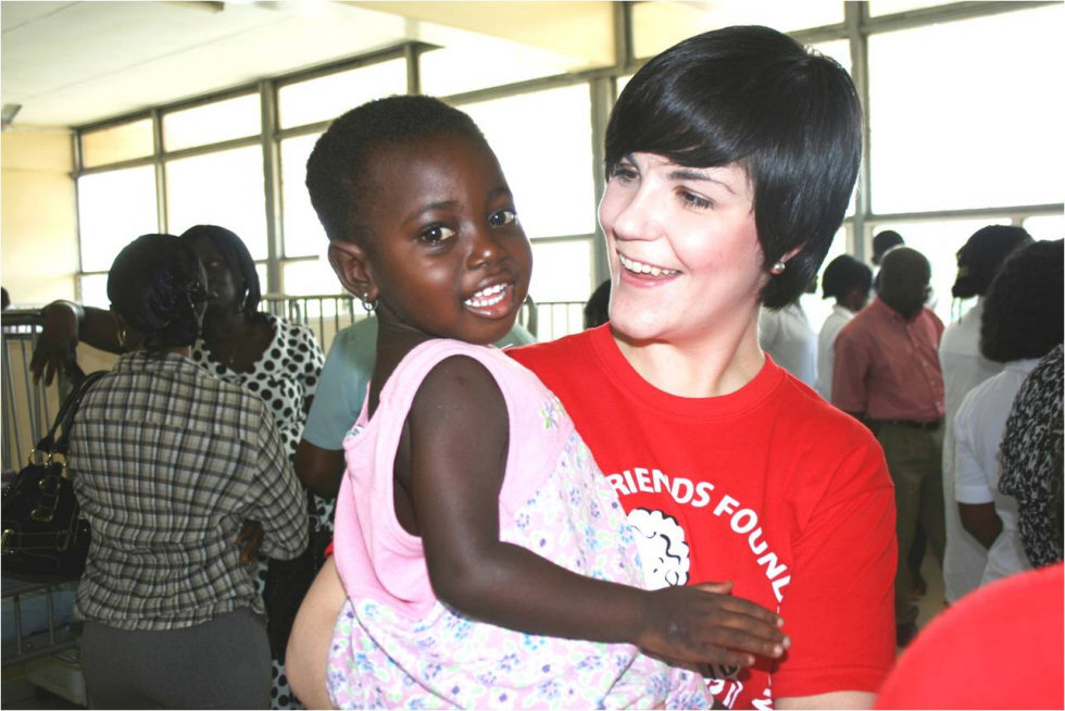Senior staff nurse Fiona Bruce with a child with Wilms tumour, 2011